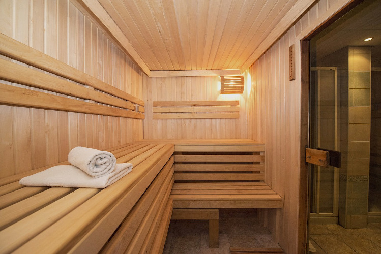 Indoor-Sauna mit Glas-Tür